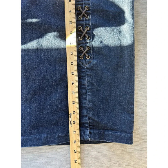 Vintage Lauren Ralph Lauren Jean Skirt Lace Up Detail Y2K 16W - Picture 6 of 6